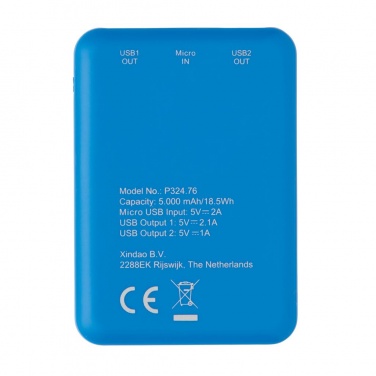 Logotrade promotional merchandise image of: High Density 5.000 mAh Pocket Powerbank, blue