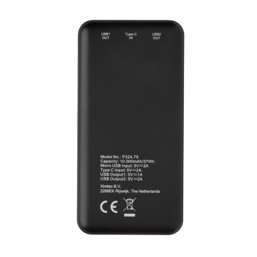 Logotrade promotional merchandise photo of: High Density 10.000 mAh Pocket Powerbank, black