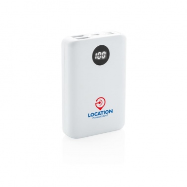 Logo trade promotional giveaway photo of: 10.000 mAh pocket powerbank with triple input, white