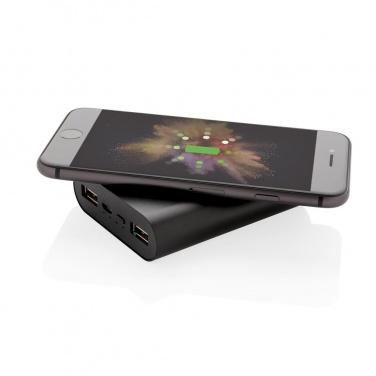 Logo trade promotional products image of: Aluminium 5.000 mAh Wireless 5W Pocket Powerbank, black