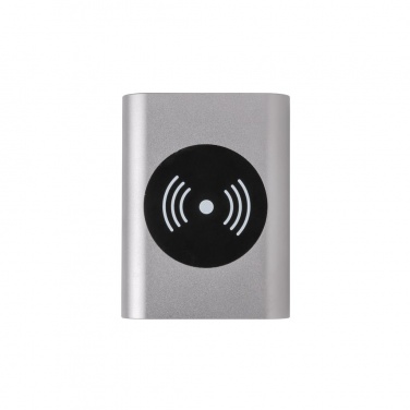 Logo trade advertising products image of: Aluminium 5.000 mAh Wireless 5W Pocket Powerbank, grey