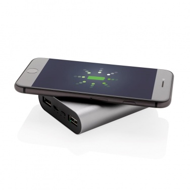 Logotrade promotional giveaway image of: Aluminium 5.000 mAh Wireless 5W Pocket Powerbank, grey