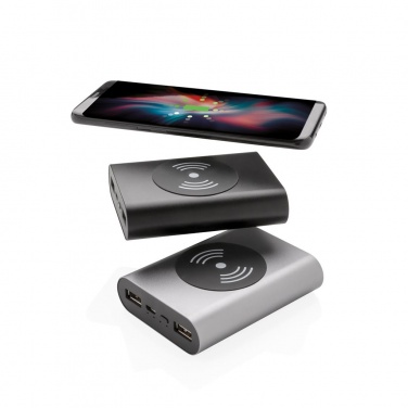 Logotrade promotional merchandise image of: Aluminium 5.000 mAh Wireless 5W Pocket Powerbank, grey