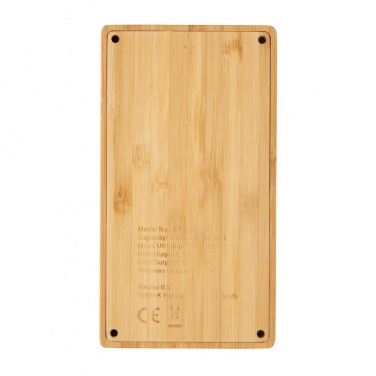 Logo trade business gift photo of: Bamboo 4.000 mAh wireless 5W Powerbank, brown