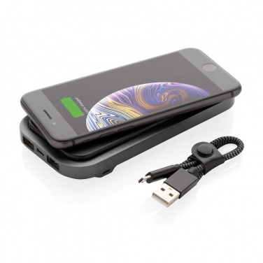 Logotrade promotional merchandise picture of: Swiss Peak luxury wireless 10.000 mAh powerbank, black