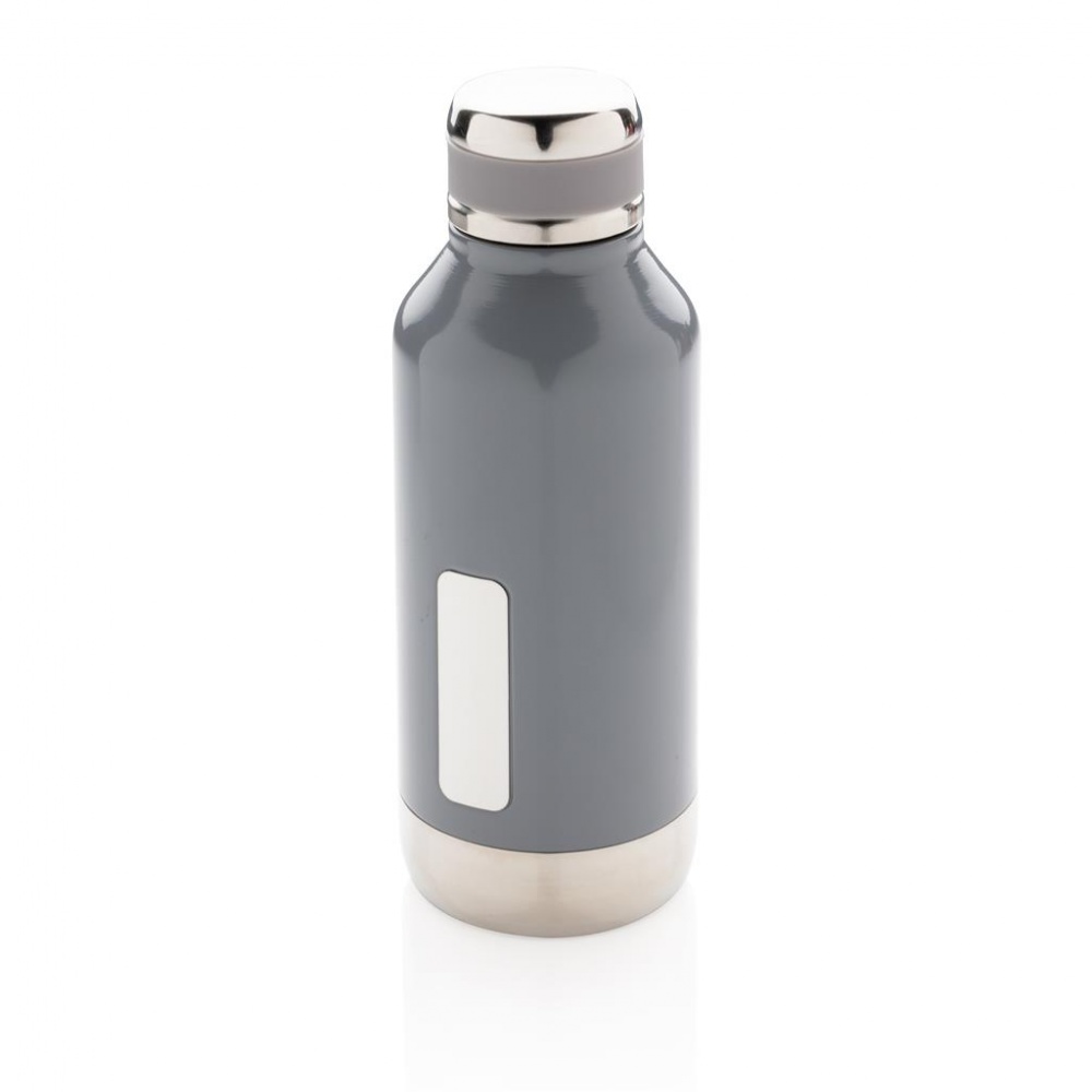 Logo trade corporate gift photo of: Leak proof vacuum bottle with logo plate, grey