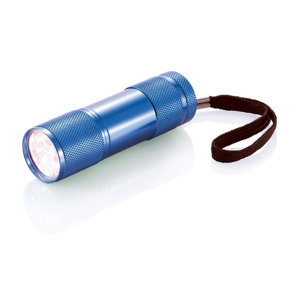 Logo trade promotional item photo of: Quattro torch, blue with personalized name and sleeve in a gift wrap