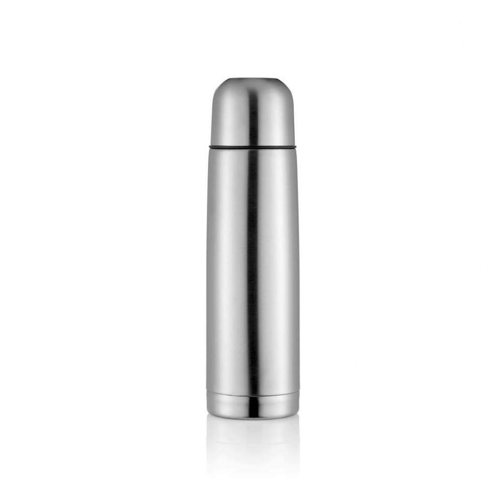 Logo trade promotional merchandise photo of: Stainless steel flask, silver, personalized name, sleeve, gift wrap