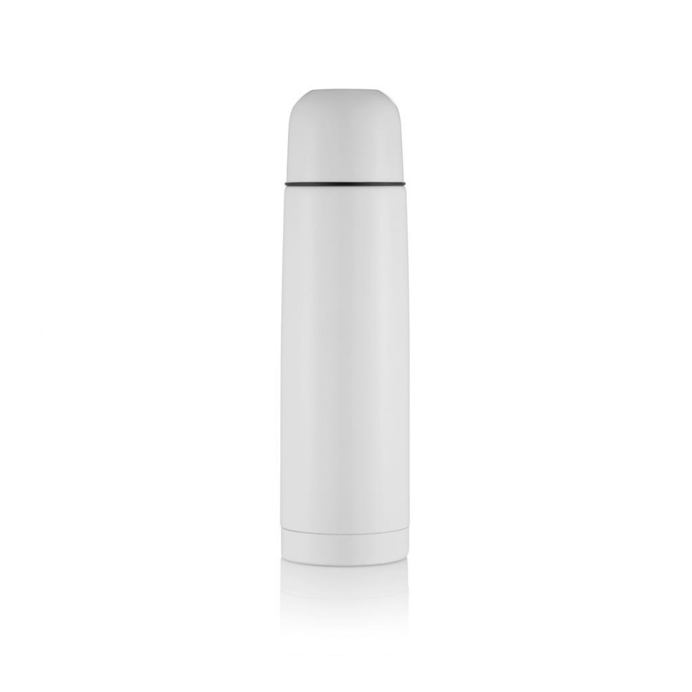 Logotrade promotional product picture of: Stainless steel flask white with personalized name, sleeve, gift wrap