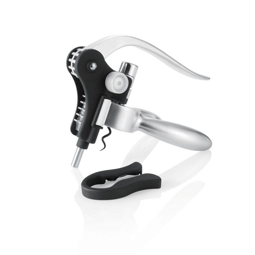 Logo trade advertising product photo of: Pull it corkscrew, black with personalized name, sleeve and gift wrap