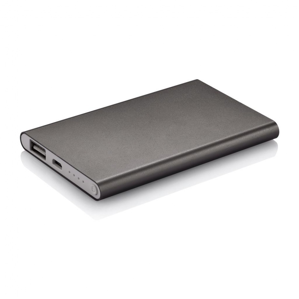 Logotrade promotional giveaway image of: 4000 mAh powerbank, grey, with personalized name, sleeve, gift wrap