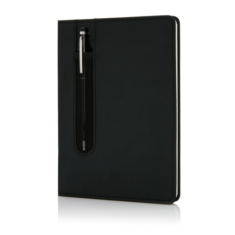 Logotrade advertising product image of: Standard hardcover A5 notebook with stylus pen, black