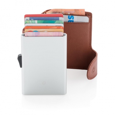 Logo trade promotional merchandise photo of: C-Secure RFID card holder & wallet brown with name, sleeve, gift wrap