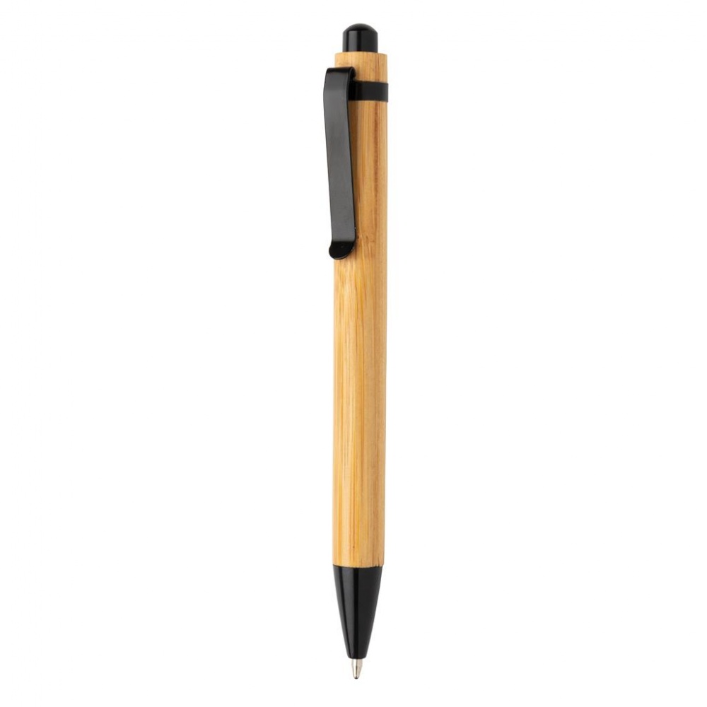 Logo trade business gifts image of: Bamboo pen, black