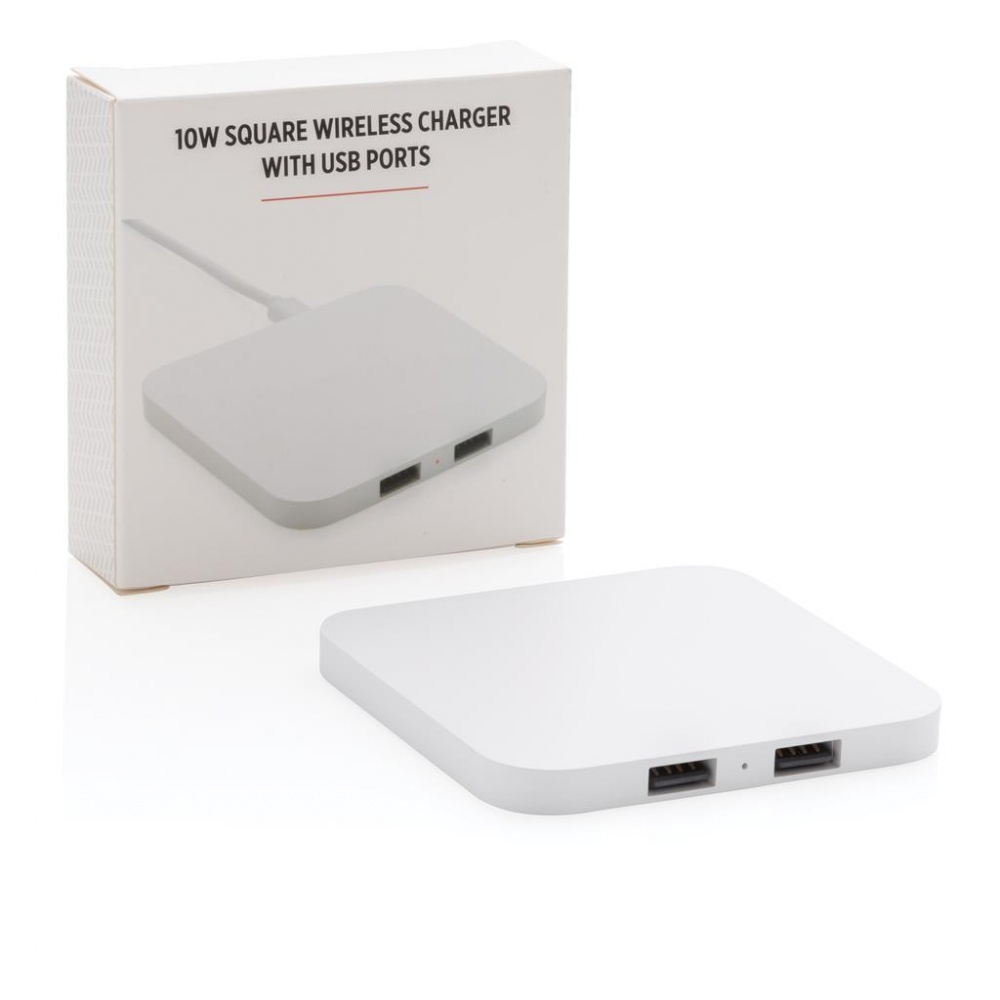 Logotrade advertising products photo of: 10W Wireless Charger with USB Ports, white