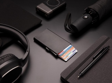 Logo trade advertising products picture of: Standard aluminium RFID cardholder, black