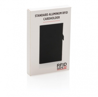 Logo trade promotional giveaway photo of: Standard aluminium RFID cardholder, black