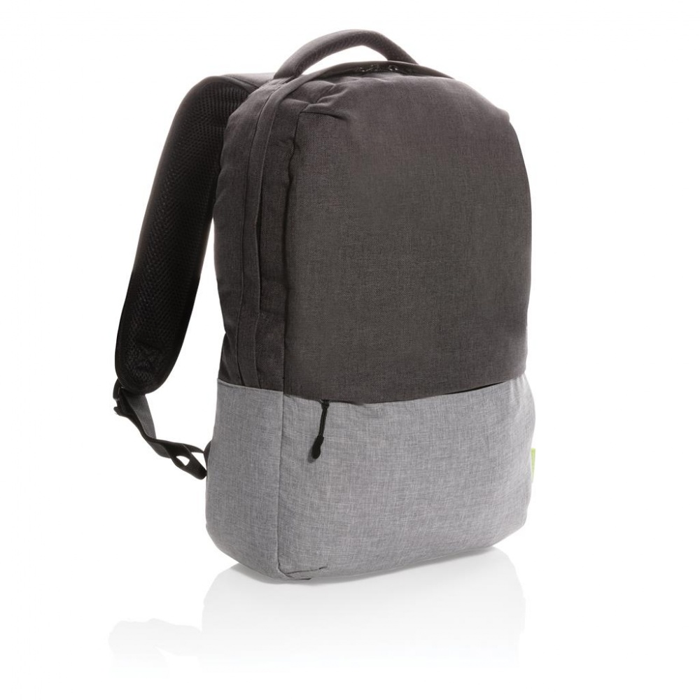 Logo trade promotional giveaways image of: Duo color RPET 15.6" RFID laptop backpack PVC free, grey