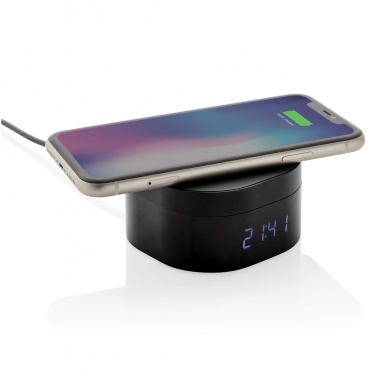 Logo trade promotional items picture of: Aria 5W Wireless Charging Digital Clock, black