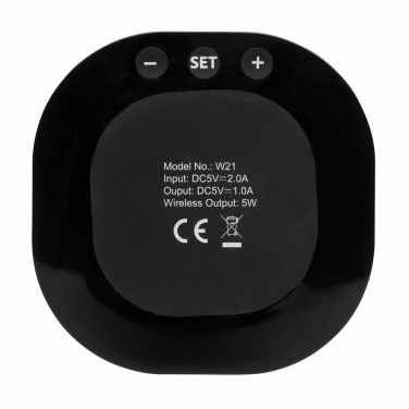 Logo trade promotional giveaways picture of: Aria 5W Wireless Charging Digital Clock, black