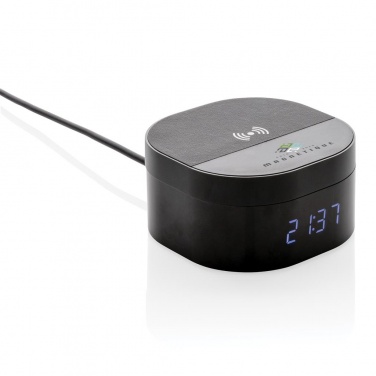 Logo trade promotional giveaways picture of: Aria 5W Wireless Charging Digital Clock, black