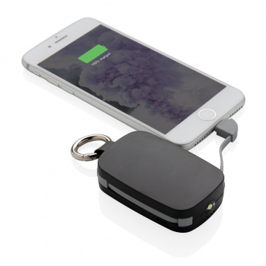 Logotrade promotional gift image of: 1.200 mAh Keychain Powerbank with integrated cables, black