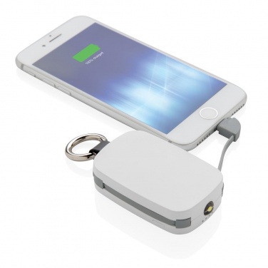 Logo trade promotional gifts picture of: 1.200 mAh Keychain Powerbank with integrated cables, white