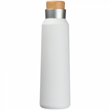 Logo trade corporate gifts image of: Thermos flask with wooden cap 500 ml, White