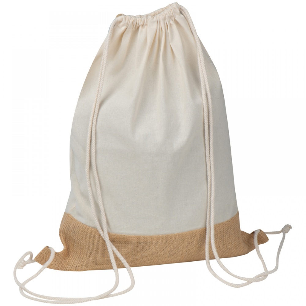 Logotrade promotional giveaway picture of: Gymbag with jute bottom, White