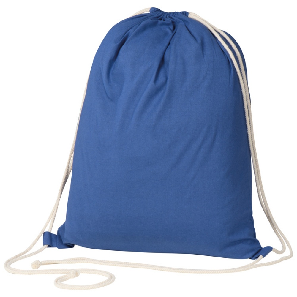 Logo trade corporate gifts picture of: ECO Tex certified Gymbag from environmentally friendly cotton (, Blue