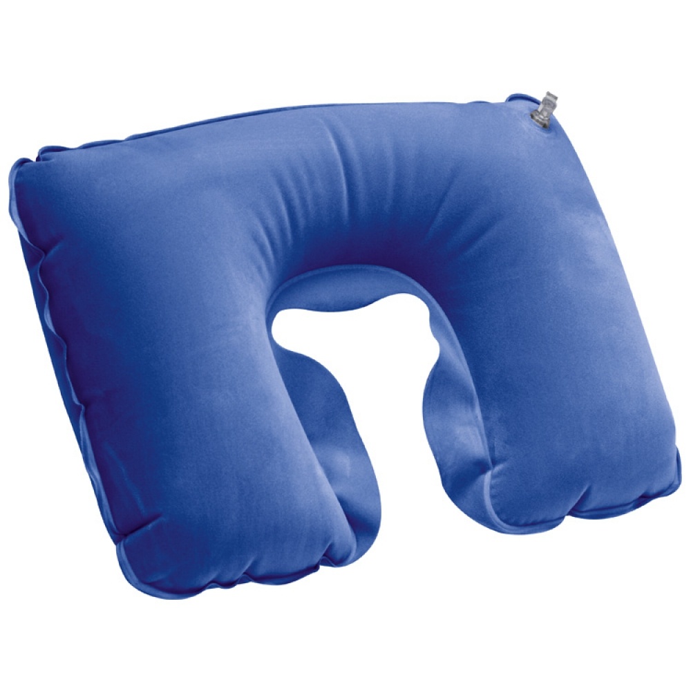 Logo trade promotional merchandise image of: Inflatable soft travel pillow, Blue