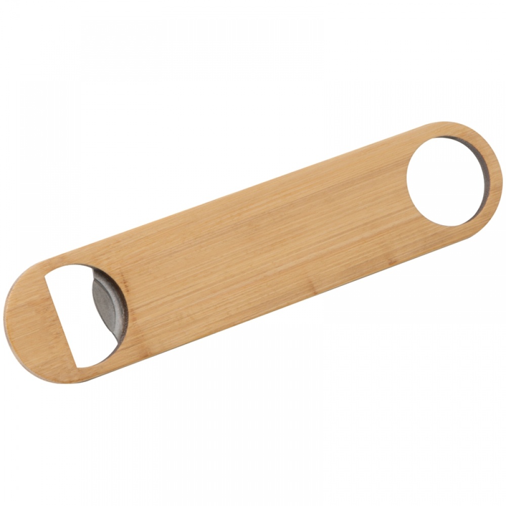 Logotrade business gift image of: Bamboo-metal bottle opener, Beige