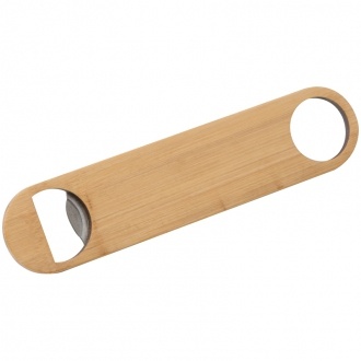 Logo trade promotional giveaway photo of: Bamboo-metal bottle opener, Beige