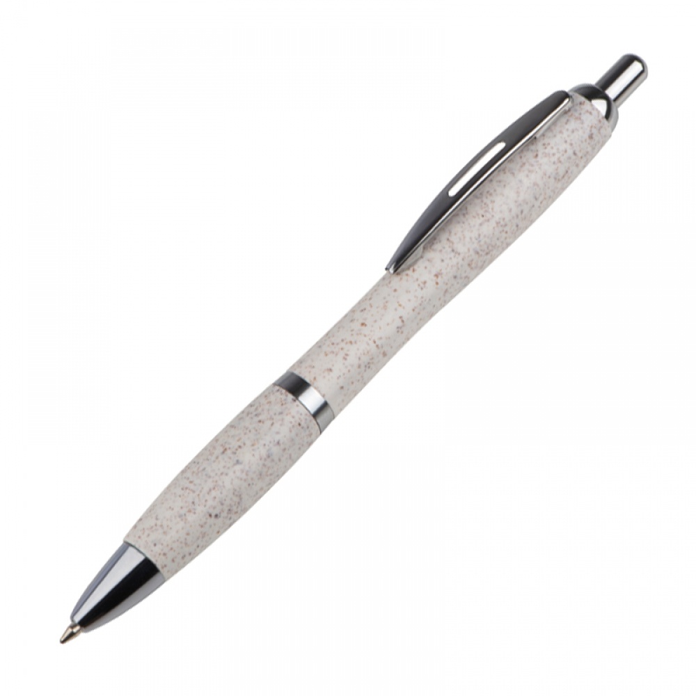 Logo trade advertising products picture of: Wheat straw ballpen with silver applications, Beige