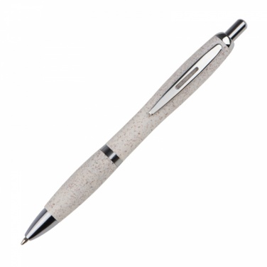 Logo trade promotional item photo of: Wheat straw ballpen with silver applications, Beige