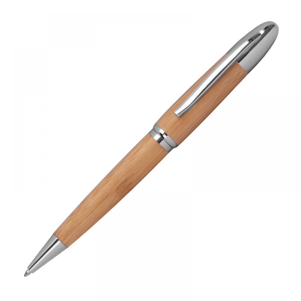 Logotrade corporate gifts photo of: Metal twist ballpen with bamboo coating, Beige