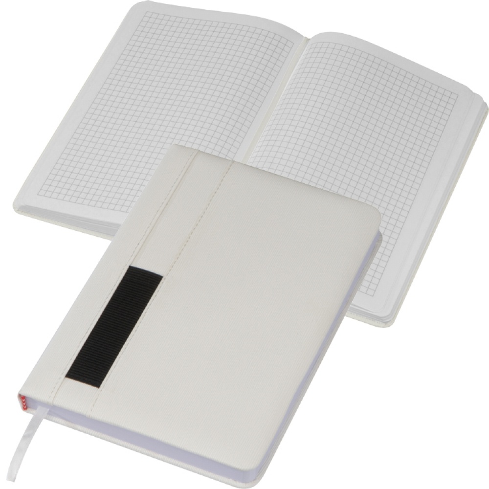 Logo trade business gift photo of: Notebook with pocket A5, White