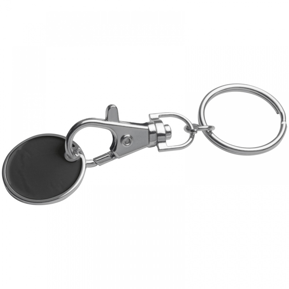 Logo trade promotional merchandise picture of: Keyring with shopping coin, Black/White