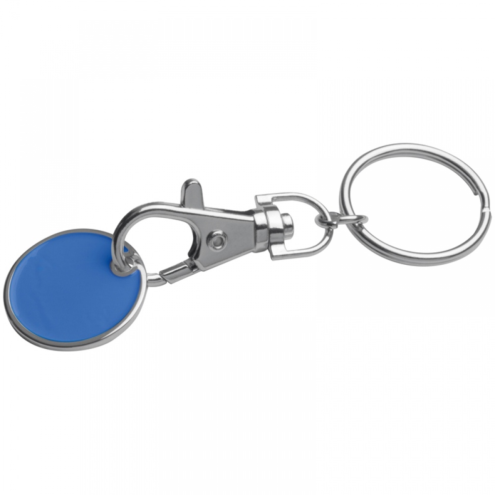 Logo trade promotional items image of: Keyring with shopping coin, Blue