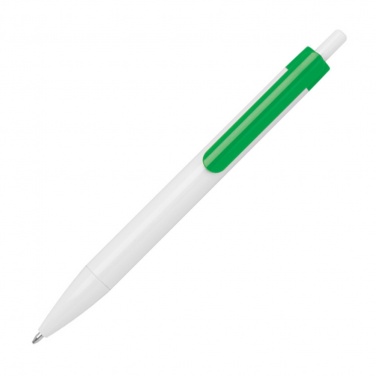 Logo trade promotional items image of: Ballpen with colored clip, Green