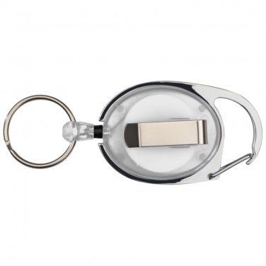 Logo trade promotional gifts image of: Retractable keyring with carabiner, White