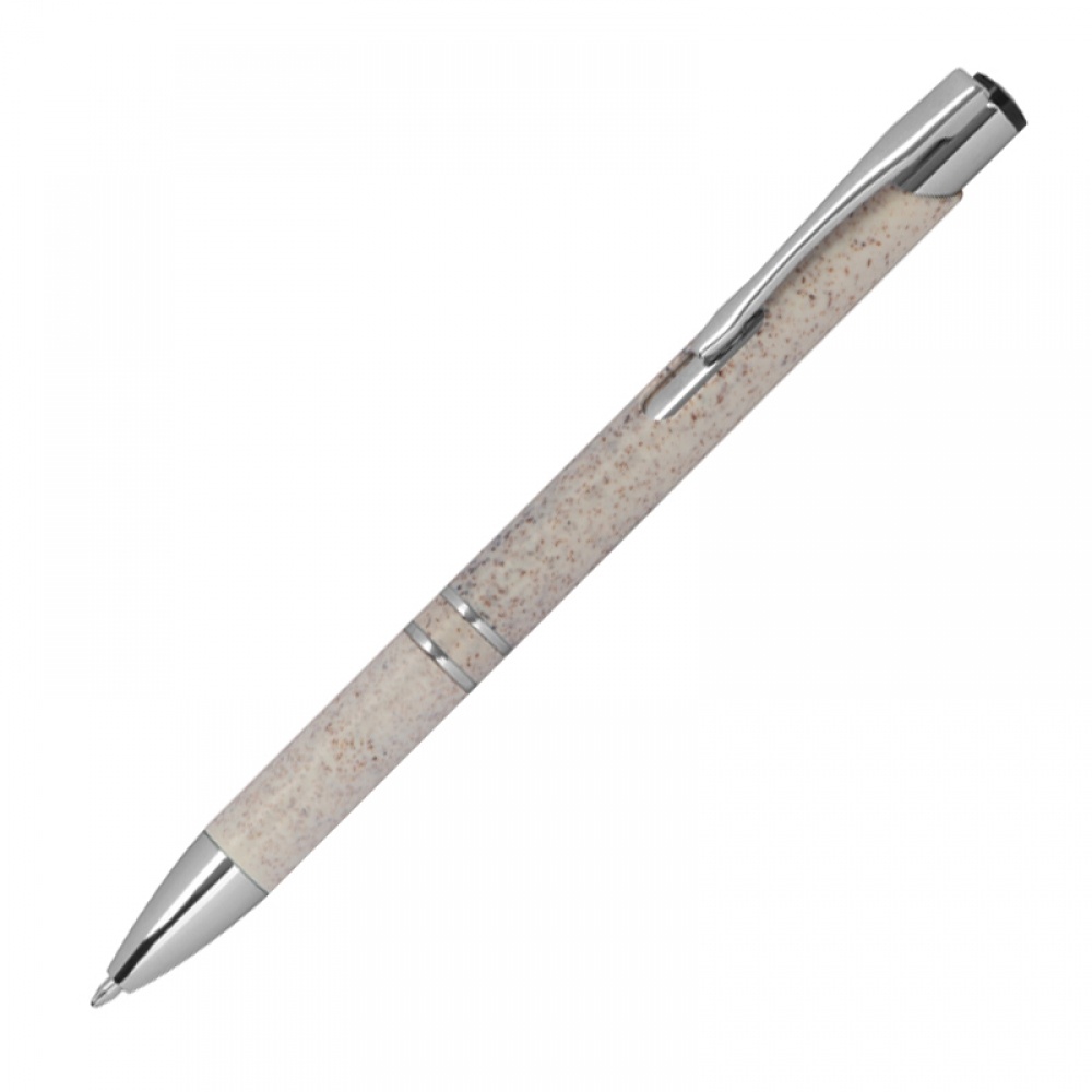 Logo trade corporate gift photo of: Nature ballpen with silver applications, Beige