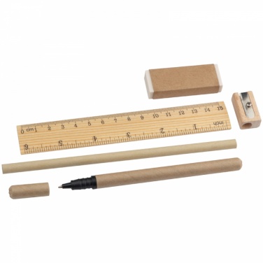 Logotrade business gift image of: Writing set with ruler, eraser, sharpener, pencil and rollerball