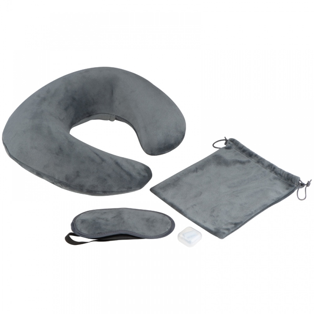 Logotrade promotional product image of: Travel set with neck pillow, sleep mask, and laundry bag