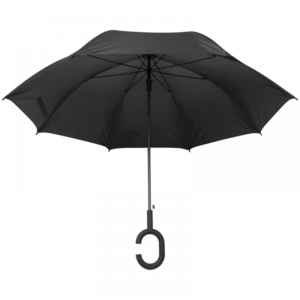 Logo trade promotional giveaways image of: Hands-free umbrella, Black