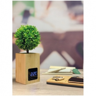 Logotrade promotional giveaway picture of: Bamboo desk clock, Beige