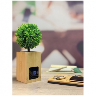 Logotrade corporate gift image of: Bamboo desk clock, Beige