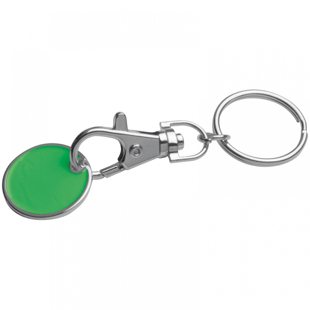 Logotrade promotional gift picture of: Keyring with shopping coin, green