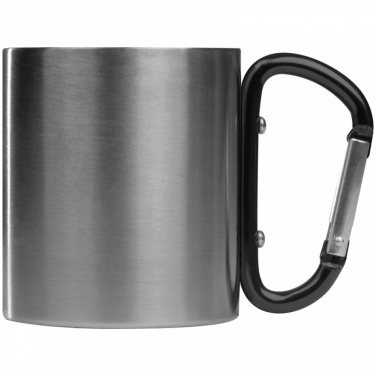 Logo trade promotional products image of: Metal mug with snap hook, black