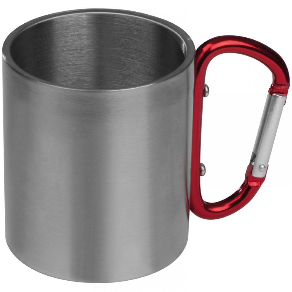 Logotrade promotional product picture of: Metal mug with snap hook, red